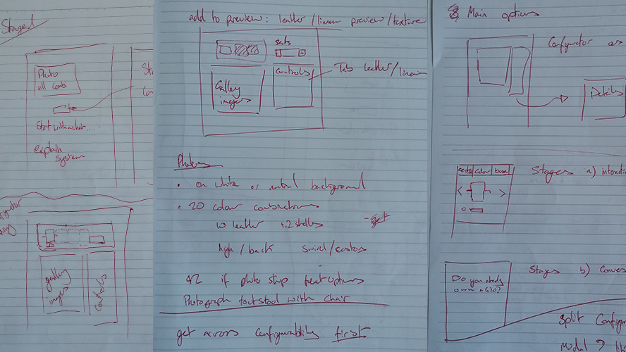 First sketches wireframing